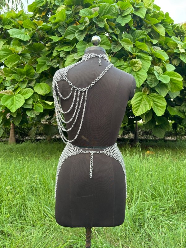 Aluminum Chainmail Top/ Skirt/Headdress: Medieval Renaissance Costume - Image 4