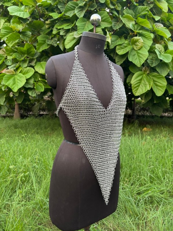 Fashionable Medieval Aluminum Butted 9 mm 16 Gauge Chainmail Top For Women - Image 2