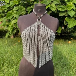 Fashionable Medieval Aluminum Butted 9 mm 16 Gauge Chainmail Top For Women