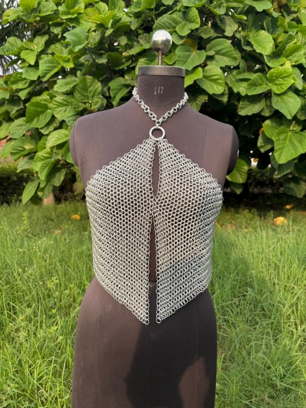 Fashionable Medieval Aluminum Butted 9 mm 16 Gauge Chainmail Top For Women