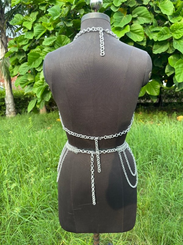 Fashionable Medieval Aluminium Butted 9 mm 16 Guage Chainmail Top With Skirt For Women - Image 4