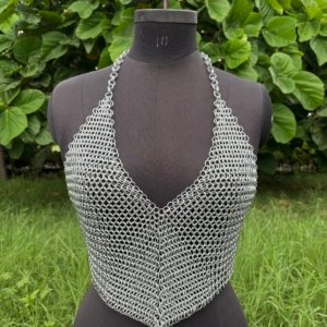 Fashionable Medieval Aluminum Butted 9 mm 16 Gauge Chainmail Top For Women