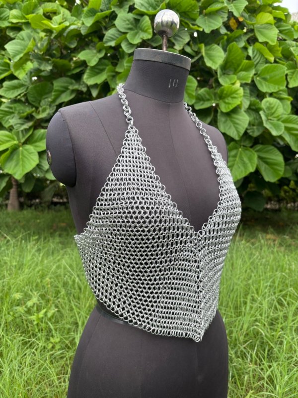 Fashionable Medieval Aluminum Butted 9 mm 16 Gauge Chainmail Top For Women - Image 2