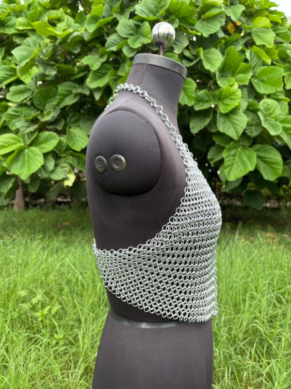 Fashionable Medieval Aluminum Butted 9 mm 16 Gauge Chainmail Top For Women - Image 3